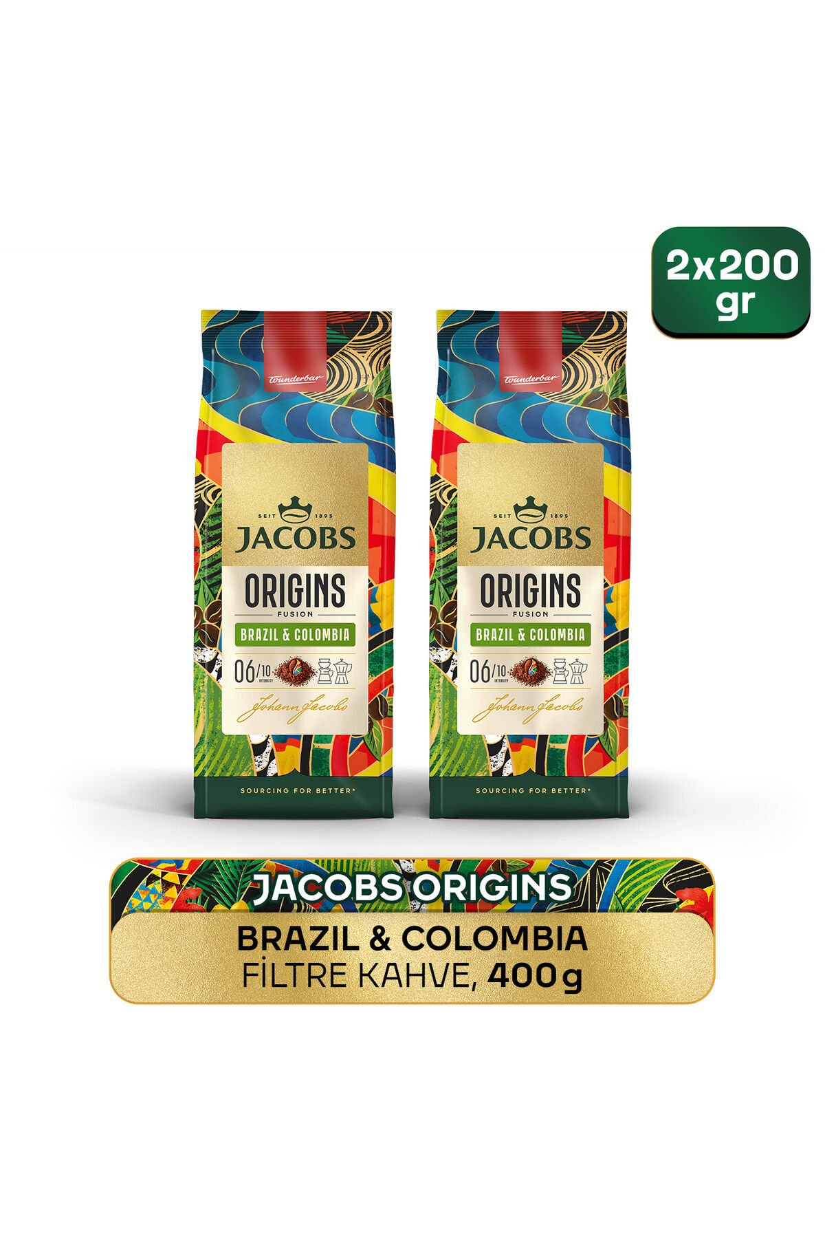 Jacobs Origins Brazil & Colombia Filtre Kahve 200gr x 2 Adet