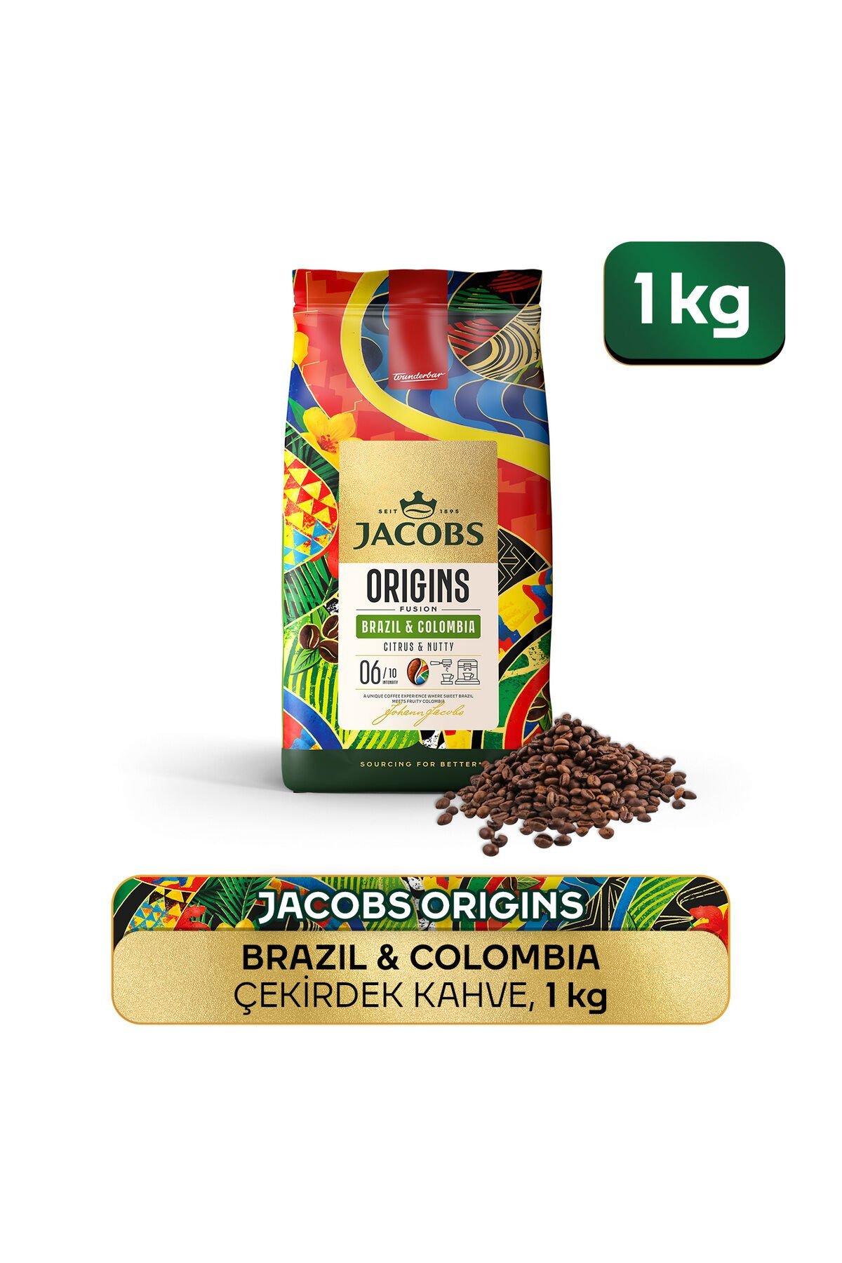 Jacobs Origins Brazil & Colombia Çekirdek Kahve 1 Kg