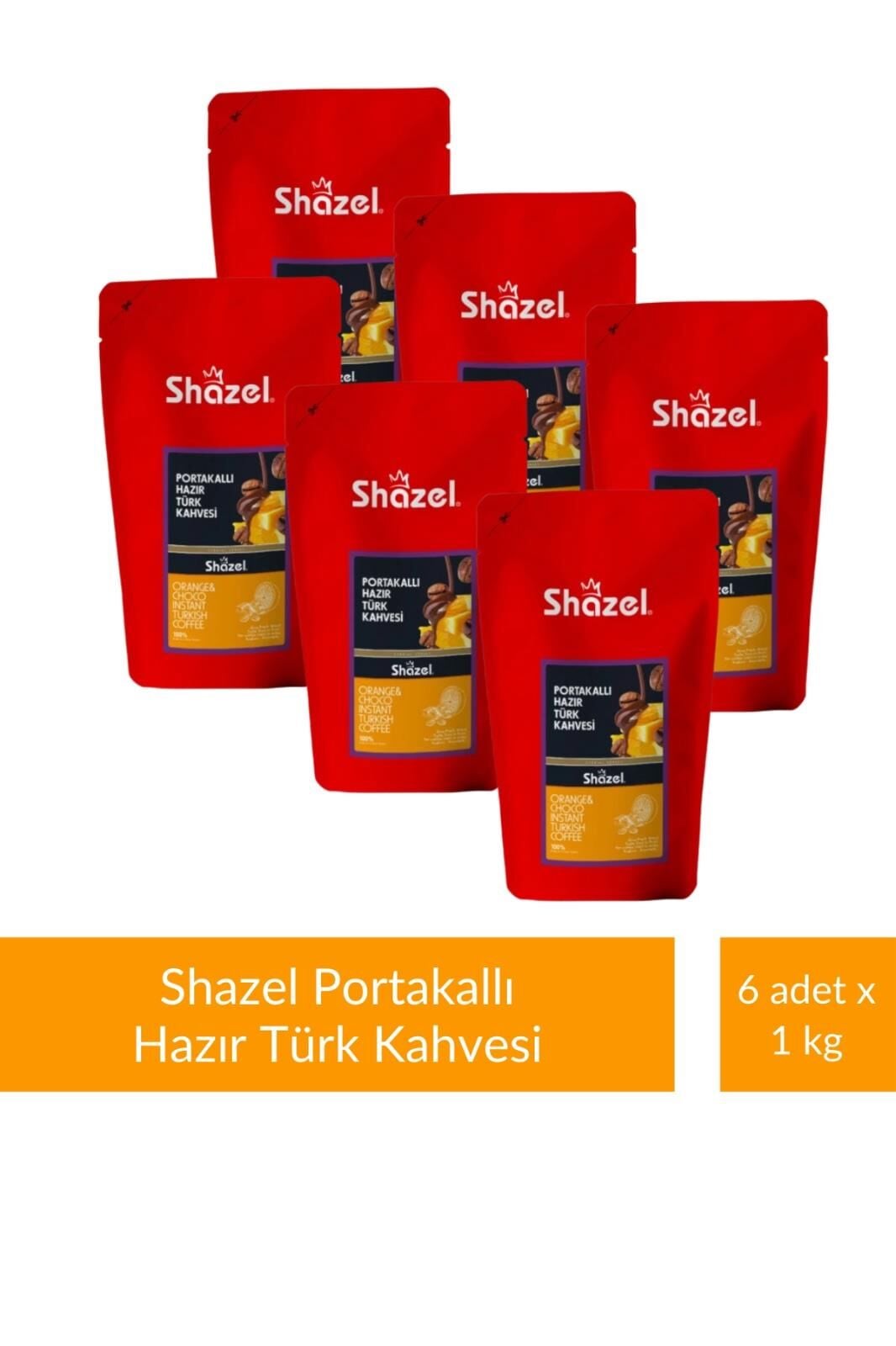 Shazel Portakal Aromalı Hazır Türk Kahvesi 1 kg x 6 Adet