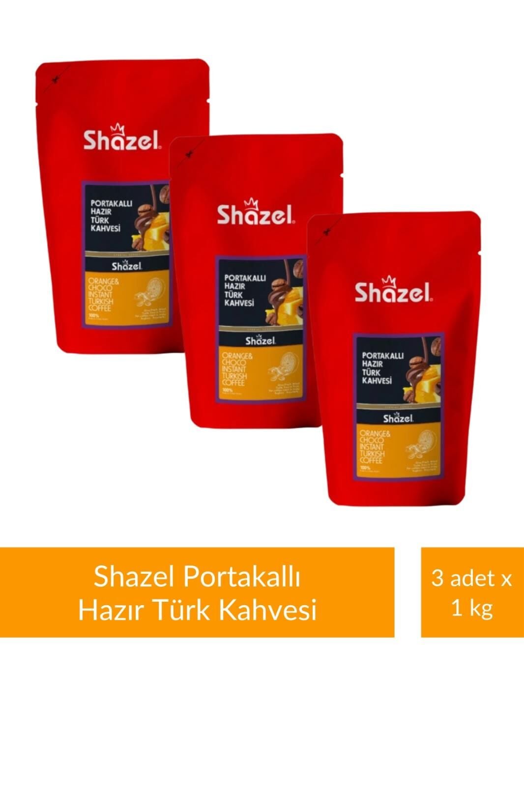 Shazel Portakal Aromalı Hazır Türk Kahvesi 1 kg x 3 Adet