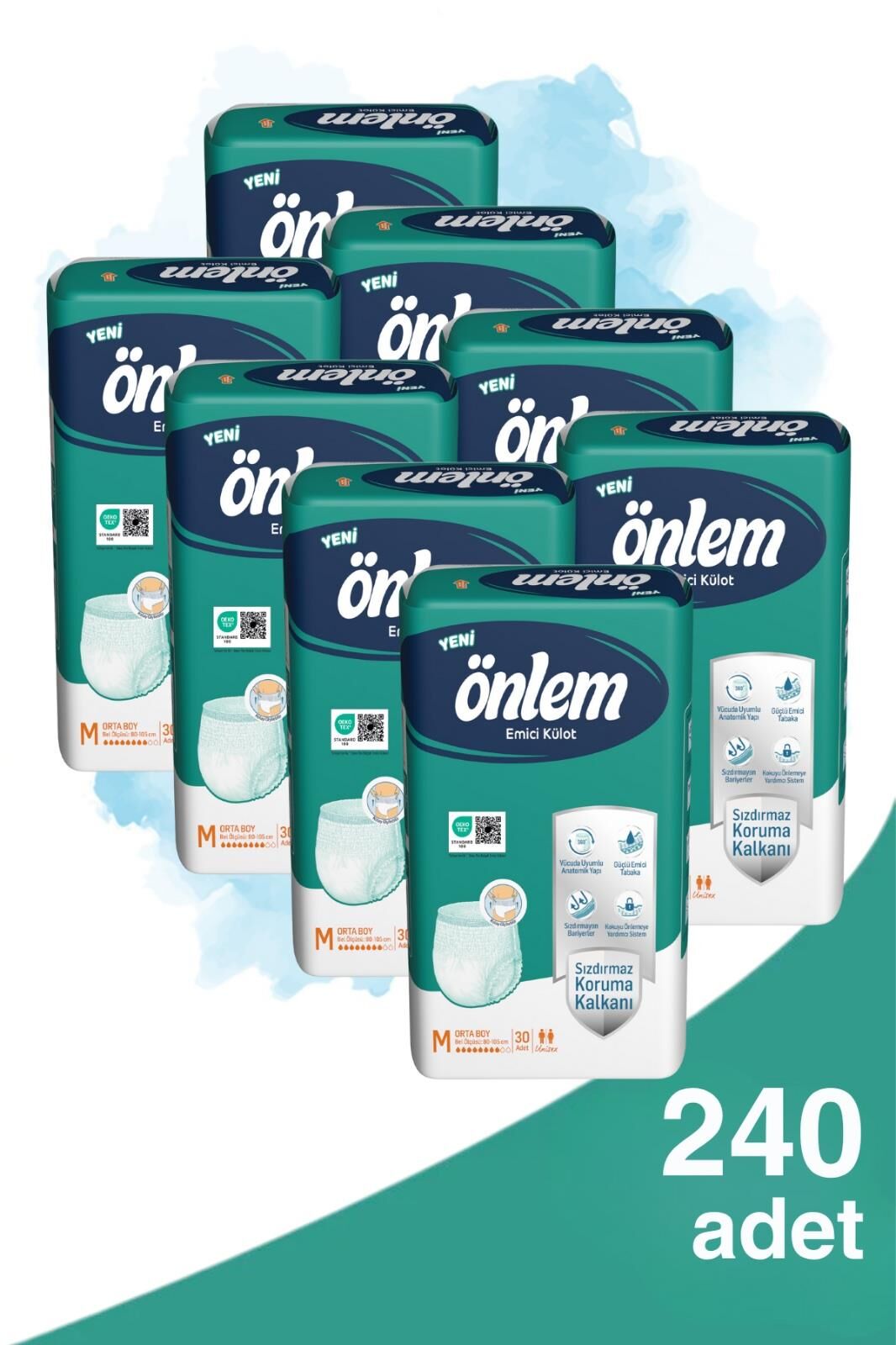 Yetişkin Emici Külot Bezi Orta Boy ( Medium ) 30 lu x 8 Adet