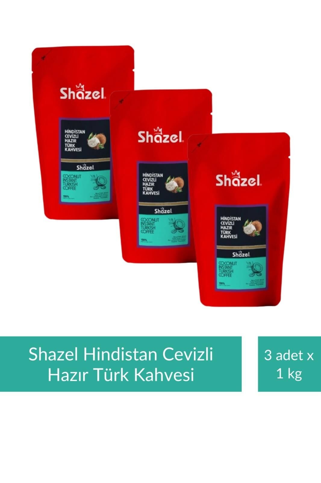 Shazel Hindistan Cevizli Hazır Türk Kahvesi 1 kg x 3 Adet