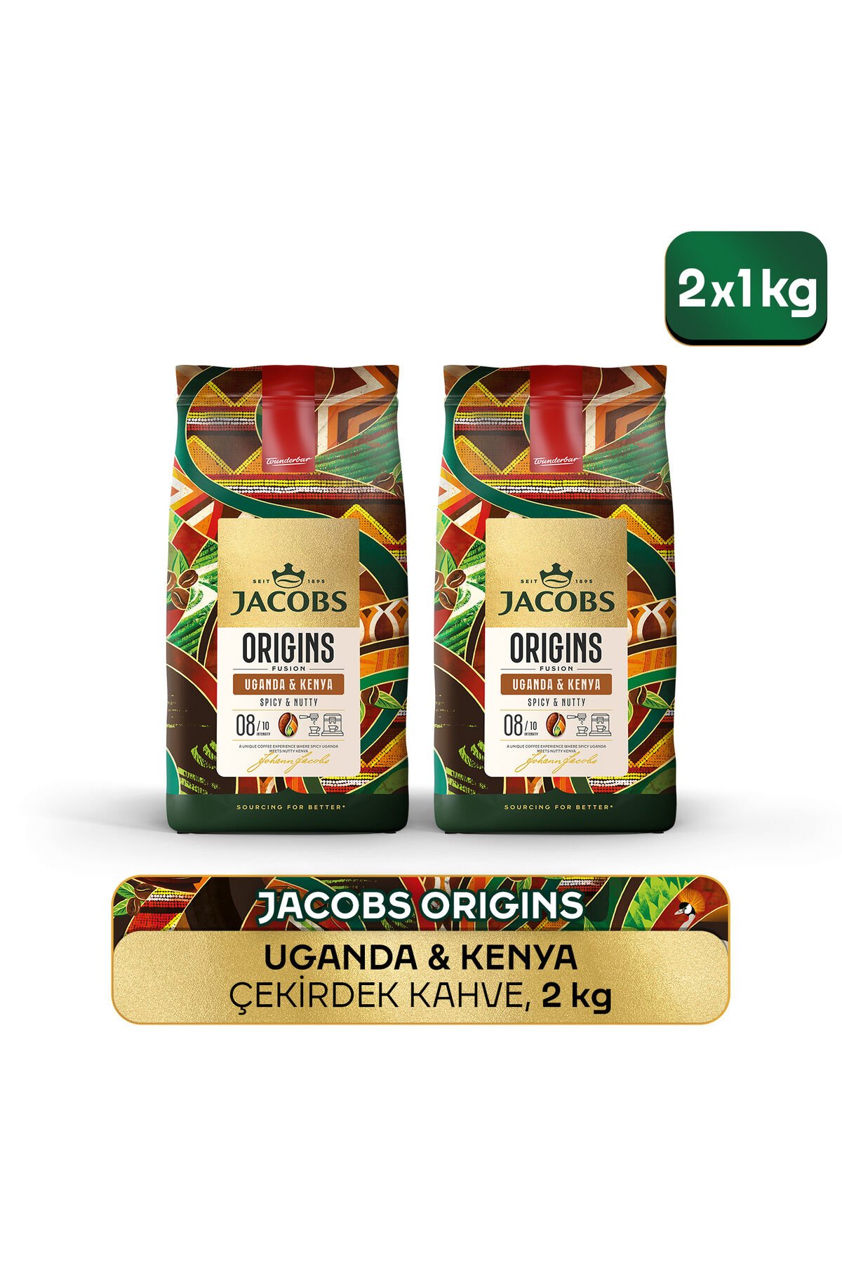 Jacobs Origins Uganda & Kenya Çekirdek Kahve 1 Kg x 2 Adet