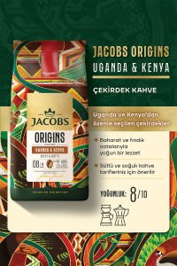 Jacobs Origins Brazil & Colombia + Uganda & Kenya Çekirdek Kahve 1 Kg 2'li Paket
