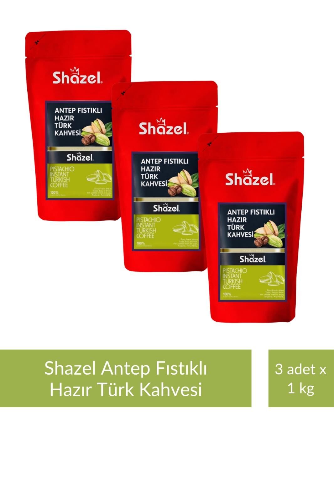Shazel Antep Fıstıklı Türk Kahvesi 1 kg x 3 Adet