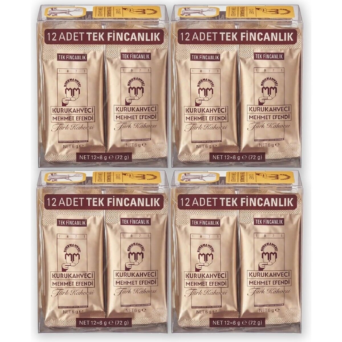 Mehmet Efendi Türk Kahvesi 12*6 G Tek Içimlik Folyo Ambalaj x 4 Adet