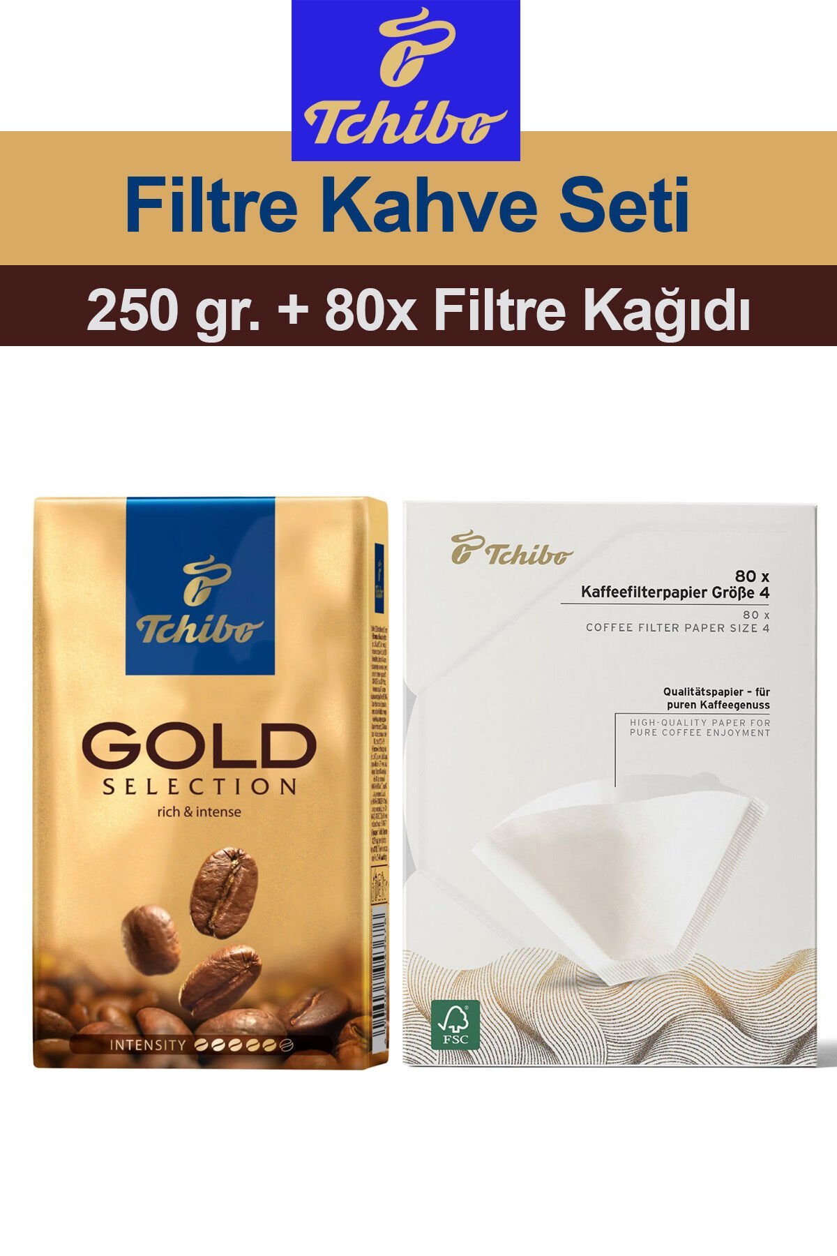 Tchibo Gold Selection Öğütülmüş Filtre Kahve 250 gr. + 80 Filtre