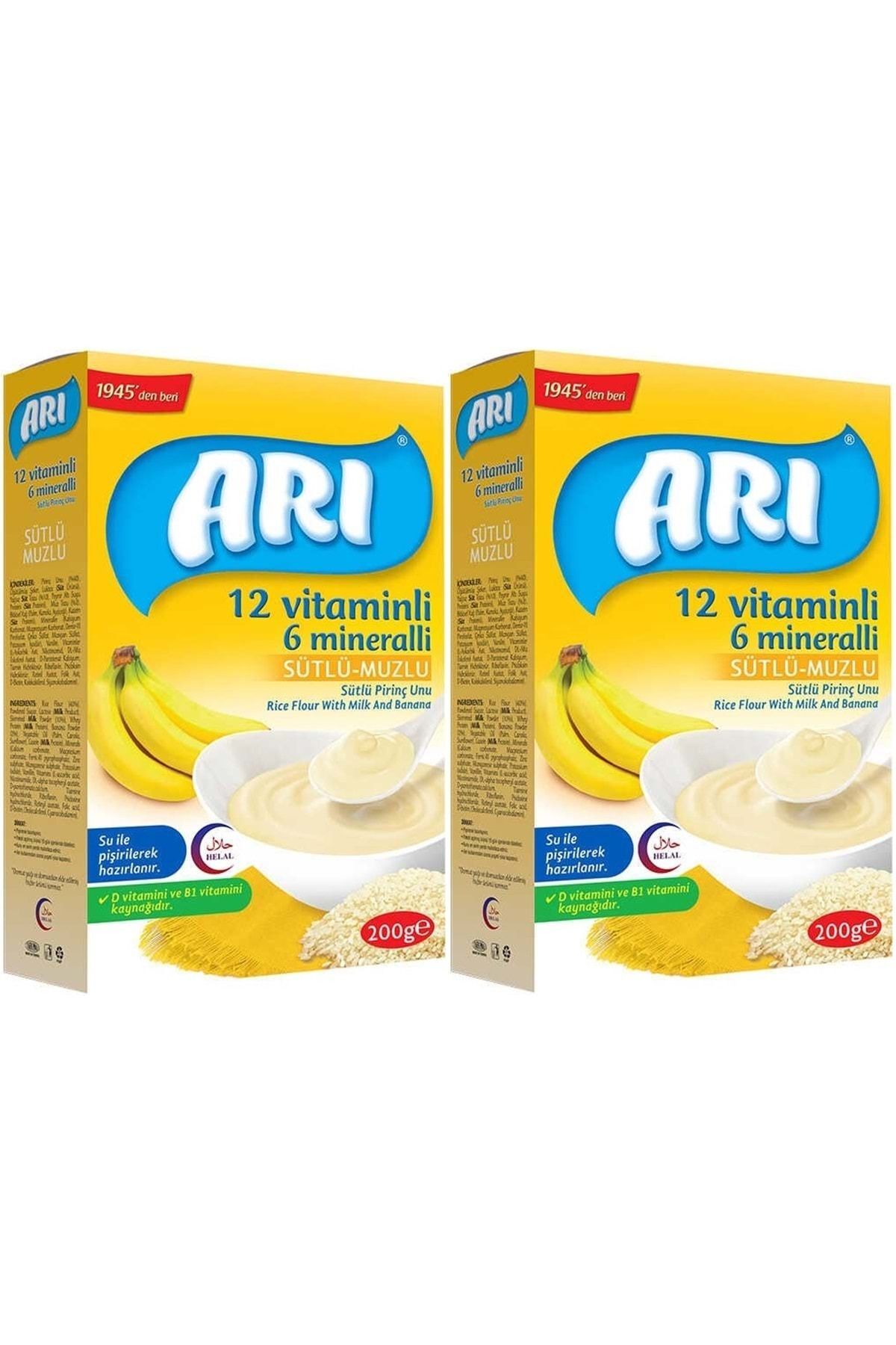 Arı Mama Pirinç Unu 200 gr Sütlü Muzlu 12 Vitminli 6 Minarelli 2'li Set