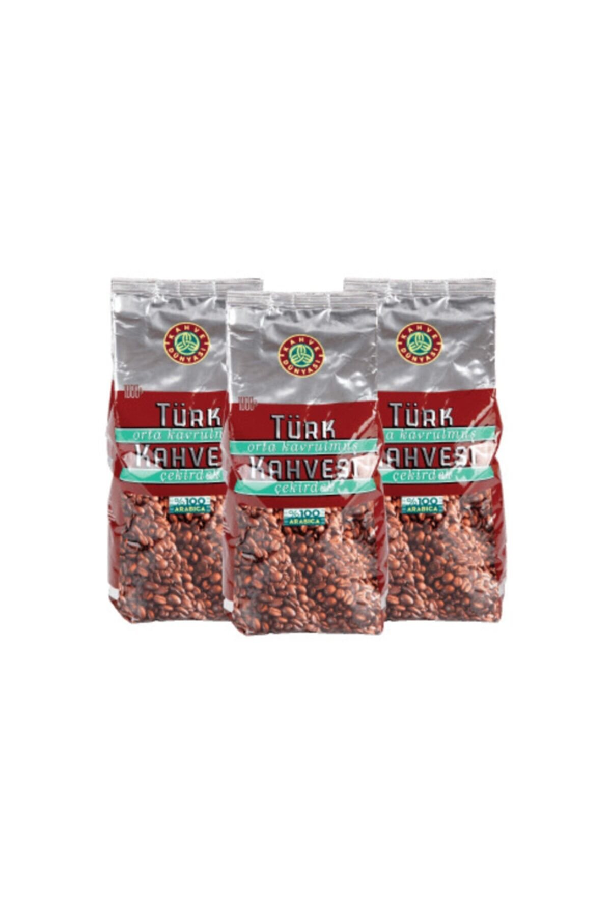 Kahve Dünyası Orta Kavrulmuş Çekirdek Türk Kahvesi %100 Arabica 1kg x 3 Adet