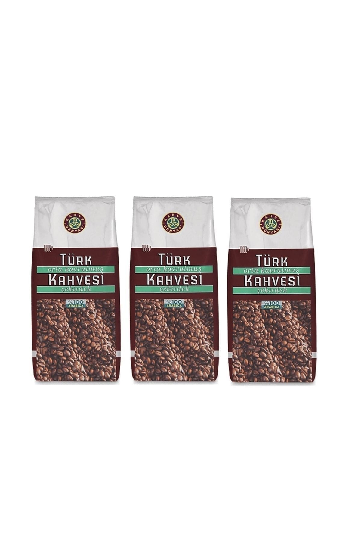 Kahve Dünyası Orta Kavrulmuş Çekirdek Türk Kahvesi %100 Arabica 1kg x 3 Adet