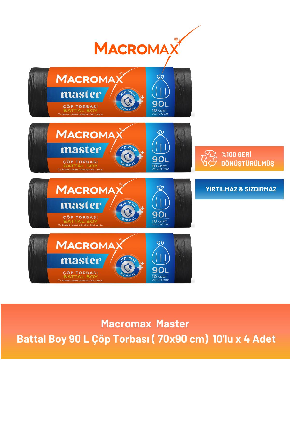 Macromax Master Çöp Torbası Battal Boy 10'lu x 4 Adet