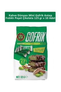 Kahve Dünyası Mini Gofrik Antep Fıstıklı Poşet Çikolata 125 gr x 10 Adet