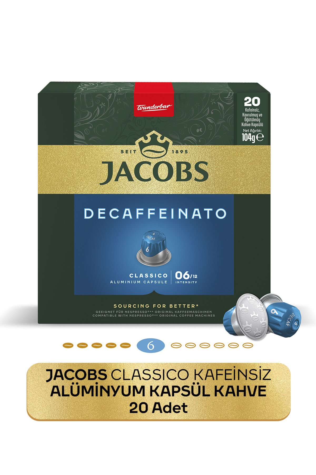 Jacobs Classico Kafeinsiz Nespresso Uyumlu Alüminyum Kapsül Kahve 20 Kapsül