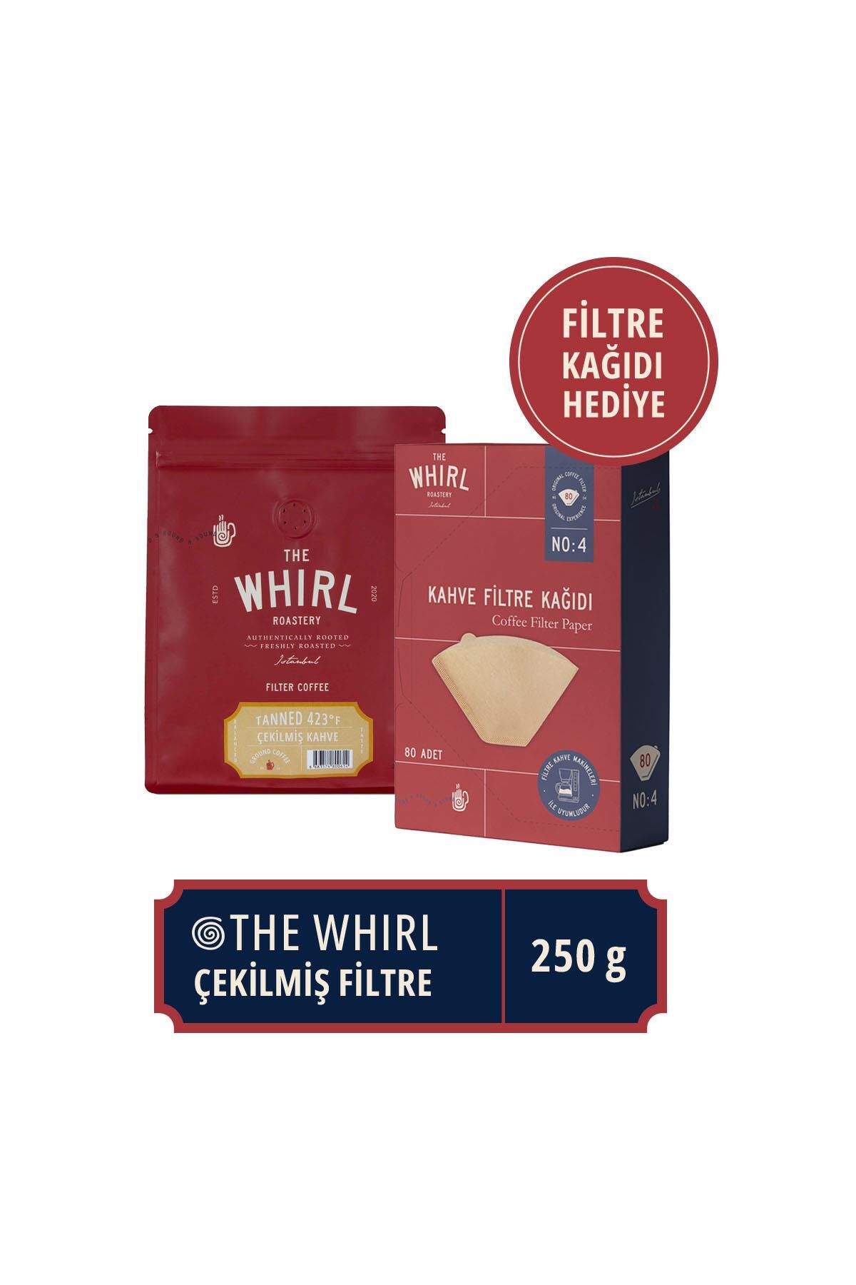 The Whirl Filtre Tanned 423°F Çekilmiş Kahve 250 gr + Filtre Kağıdı Hediye 80'li
