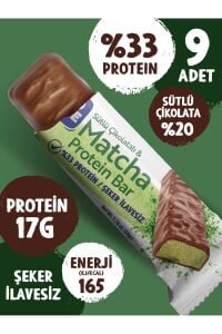 TrioMove Protein Bar - Matcha ve Sütlü Çikolatalı, %33 Protein, 50 gr x 9 Adet