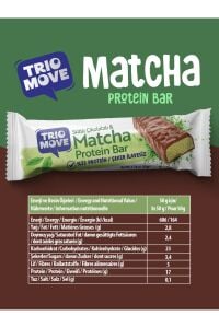 TrioMove Protein Bar - Matcha ve Sütlü Çikolatalı, %33 Protein, 50 gr x 9 Adet