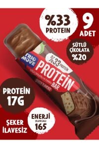 TrioMove Protein Bar - Fındıklı ve Sütlü Çikolatalı, %33 Protein, 50 gr x 9 Adet