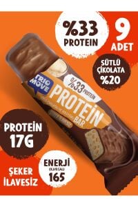 TrioMove Protein Bar - Yer Fıstıklı ve Sütlü Çikolatalı, %33 Protein, 50 gr x 9 Adet