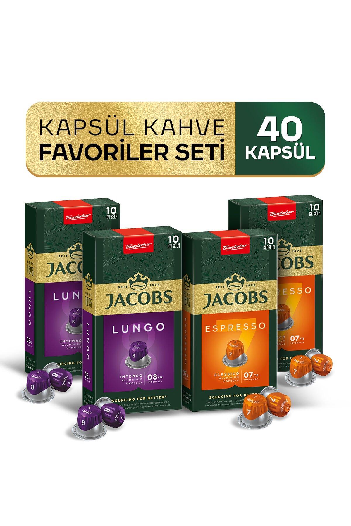 Kapsül Kahve Favoriler Seti 40'lı Nespresso Uyumlu Alüminyum Kapsül Kahve (7 ve 8)