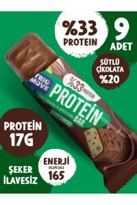 TrioMove Protein Bar - Antep Fıstıklı ve Sütlü Çikolatalı, %33 Protein, 50 gr x 9 Adet
