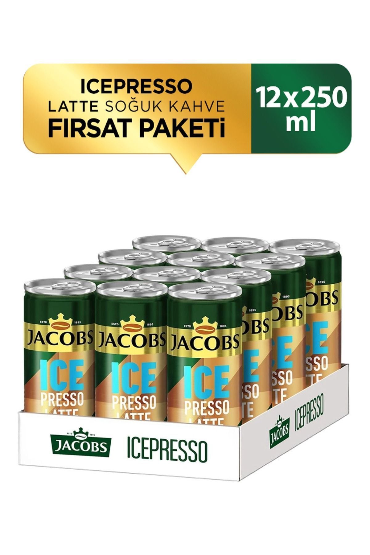 Jacobs Icepresso LATTE 250 ml Soğuk Kahve x 12 Adet
