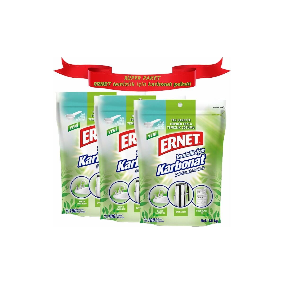 Ernet Temizlik Için Karbonat 1.5 kg x 3 Adet