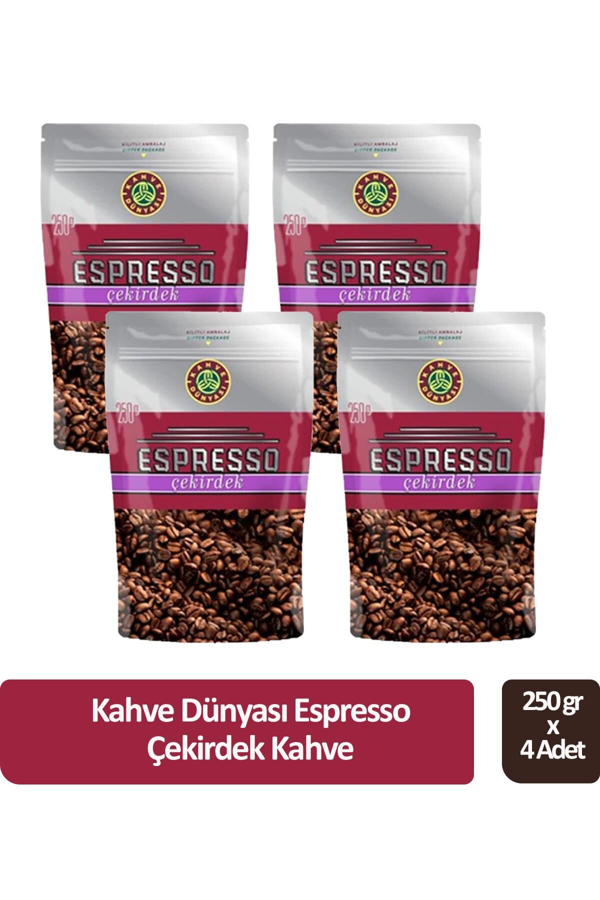 Kahve Dünyası Espresso Çekirdek Kahve 250 gr x 4 Adet