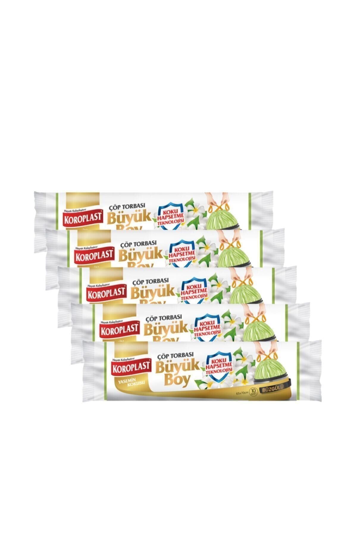 Koku Hapsetmeli Büyük Boy Yasemin Kokulu Büzgülü Çöp Torbası 65x70cm - 10'lu X 5 Adet Avantajlı