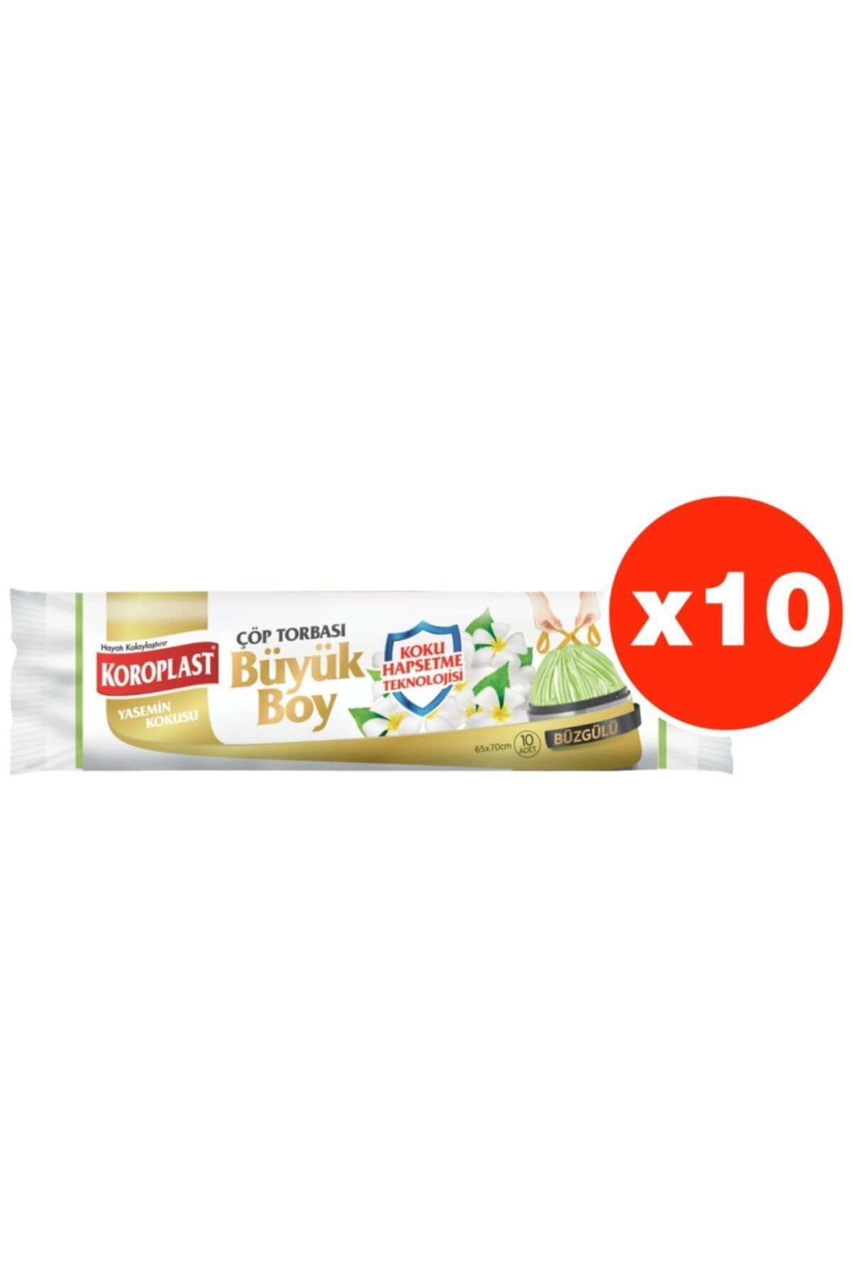 Koku Hapsetme Yasemin Büzgülü Büyük Boy 10lu Çöp Torbası X 10 Paket (65×70 cm)