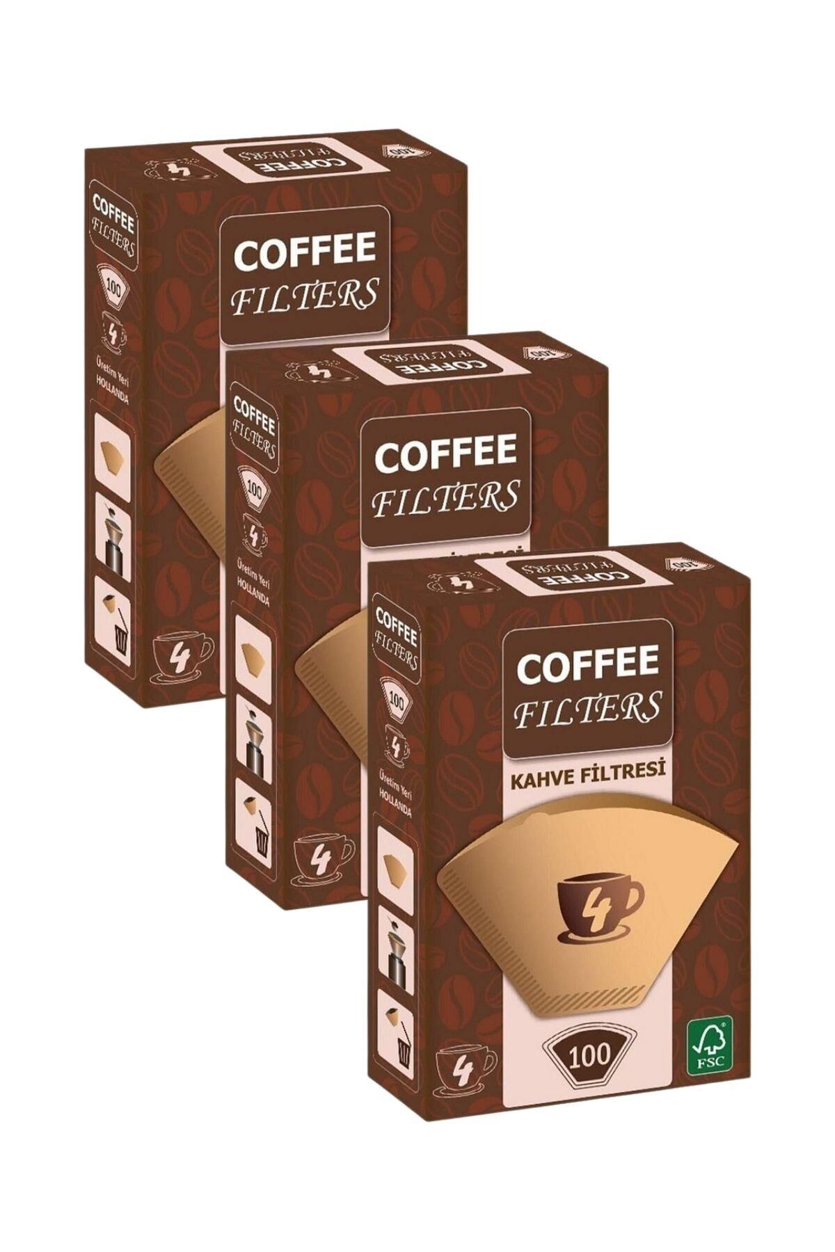 Coffeo Filters NO4 100 Adet Kahve Filtre Kağıdı x 3 Adet