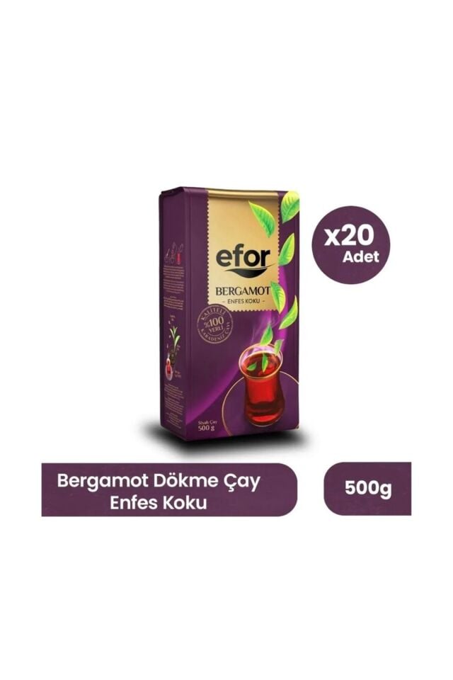 Efor Bergamot Aromalı Dökme Siyah Çay 500 gr – 20'li Koli
