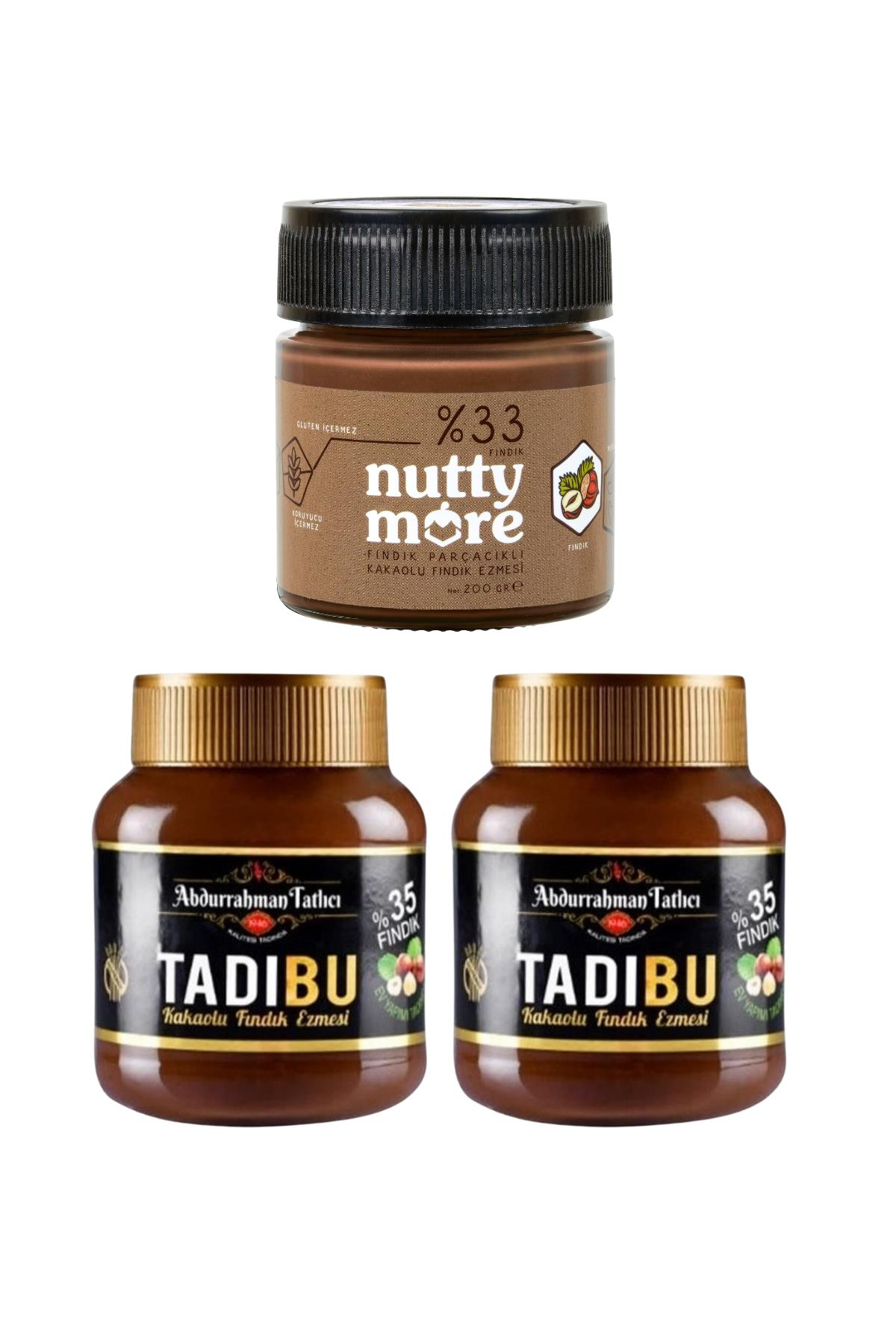 Abdurrahman Tatlıcı Tadıbu 330 gr x 2 Adet & Nutty More %33 Fındık Parçacıklı Kakaolu Fındık Ezmesi 200 gr
