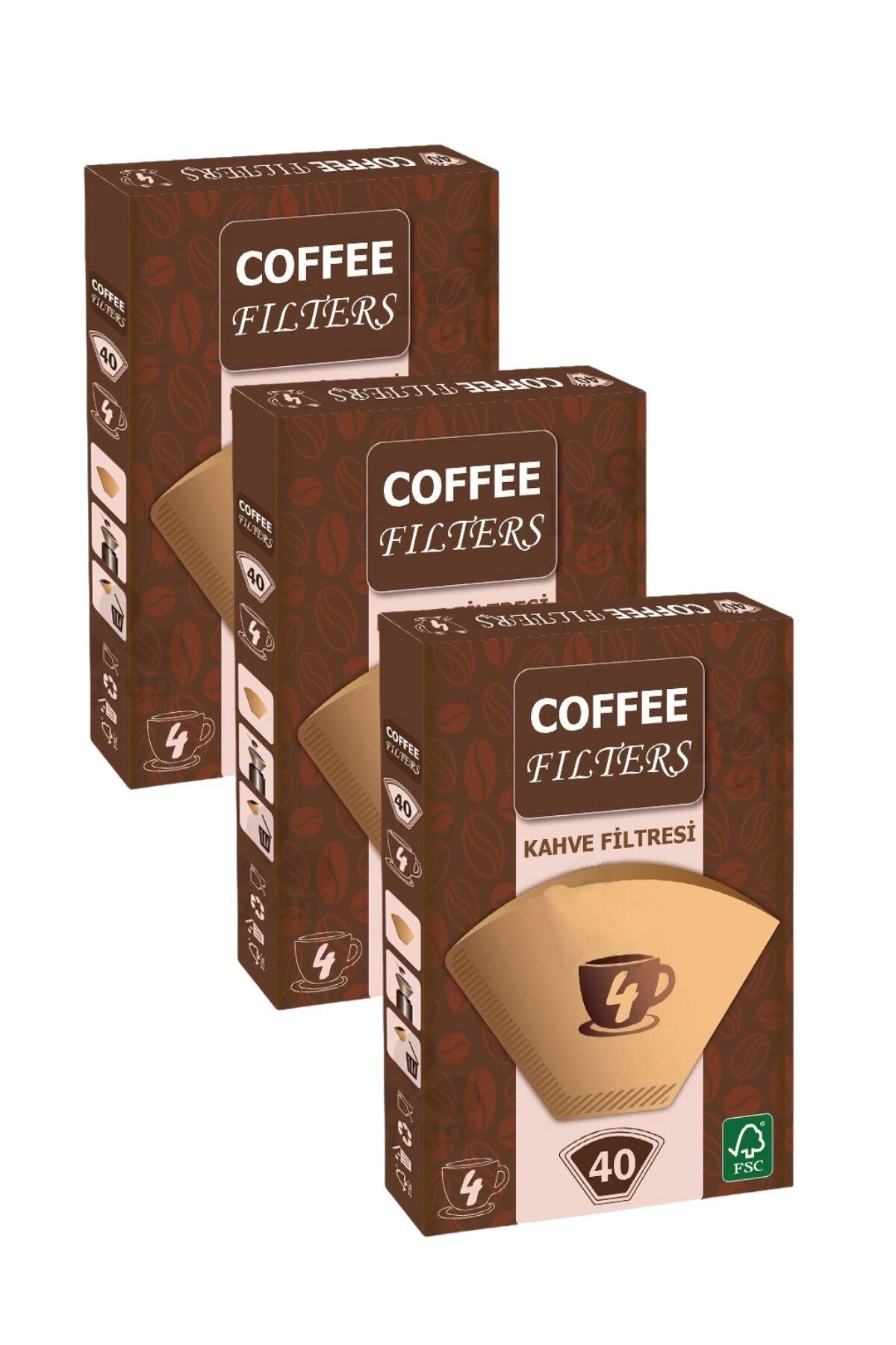 Coffeo Filters NO4 40 Adet Kahve Filtre Kağıdı x 3 Adet