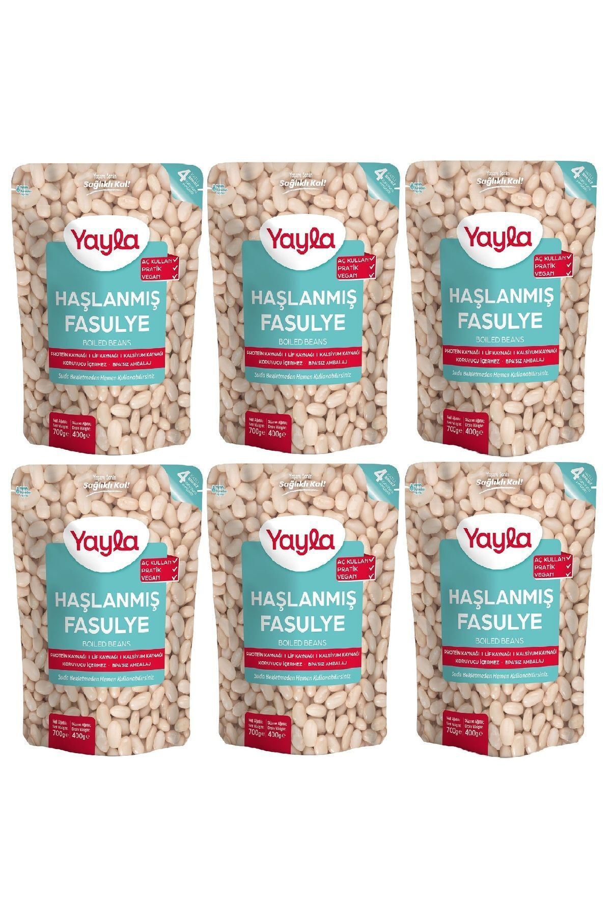 Yayla Haşlanmış Fasulye 700 gr x 6 Adet