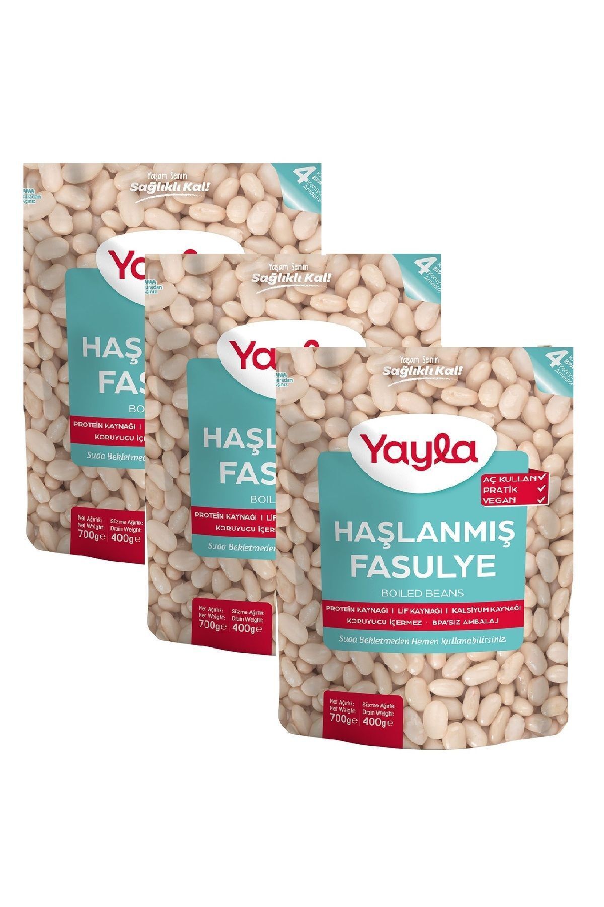 Yayla Haşlanmış Fasulye 700 gr x 3 Adet