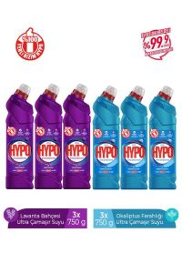 HYPO Ultra Çamaşır Suyu 3 Lavanta ve 3 Okaliptus 750 gr x 6 Adet