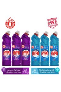 HYPO Ultra Çamaşır Suyu 3 Lavanta ve 3 Okaliptus 750 gr x 6 Adet