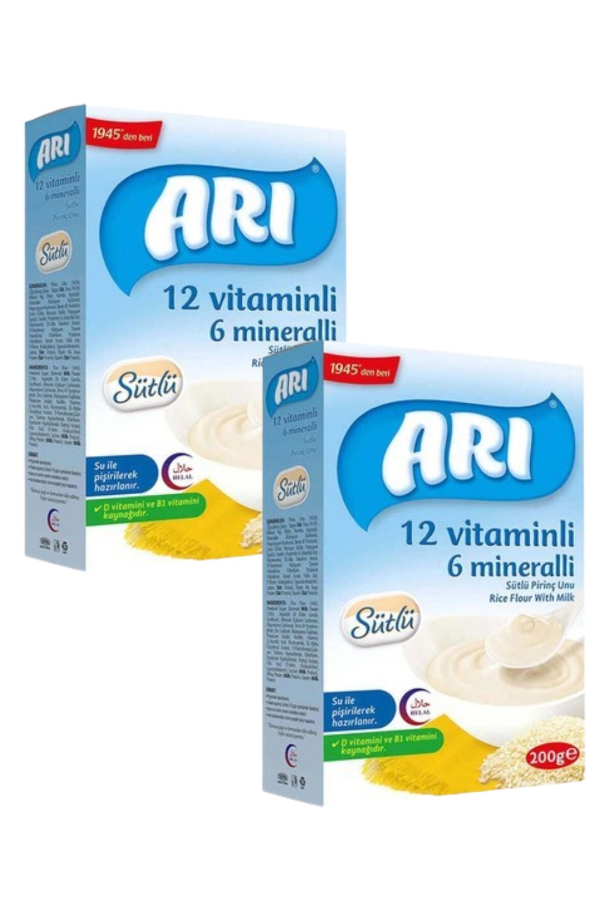 12 Vitaminli 6 Mineralli Sütlü Pirinç Unu 2x250 g 2 li Set