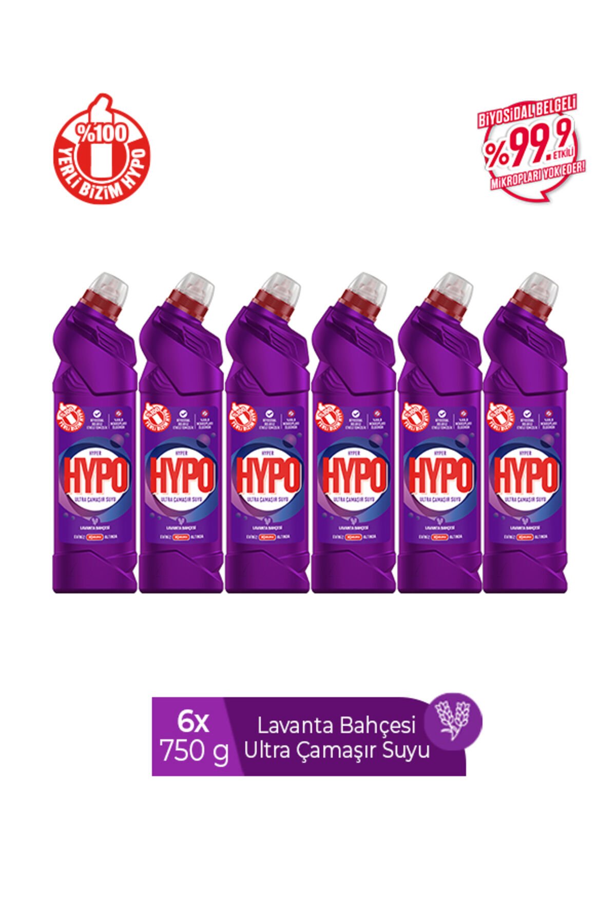 HYPO ULTRA KIVAMLI ÇAMAŞIR SUYU LAVANTA 750 GR X 6 ADET