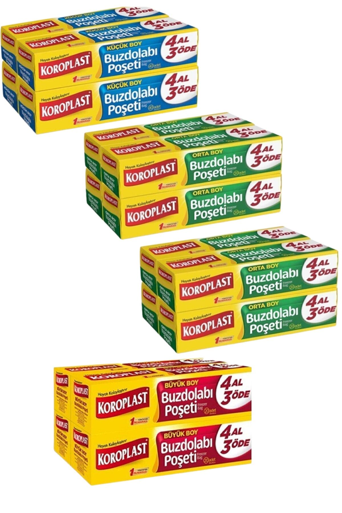 4 Al 3 Öde Set ( 1xküçük Boy, 2xorta Boy, 1x Büyük Boy ) Buz Dolabı Poşeti