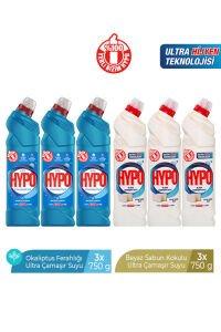 HYPO ULTRA ÇAMAŞIR SUYU 3 OKALİPTUS VE 3 BEYAZ SABUN 750 GR X 6 ADET