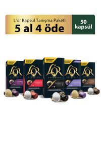 L'OR - Kapsül Tanışma Paketi - 5 Al 4 Öde Nespresso Uyumlu Kapsül Kahve Fırsat Paketi 10 x 5 Paket
