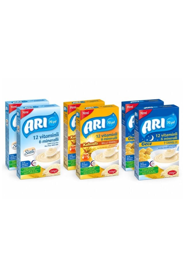 Pirinç Unu 250 gr Sade - Ballı İrmikli ve 7 Tahıllı Gece 6 lı Karma Paket