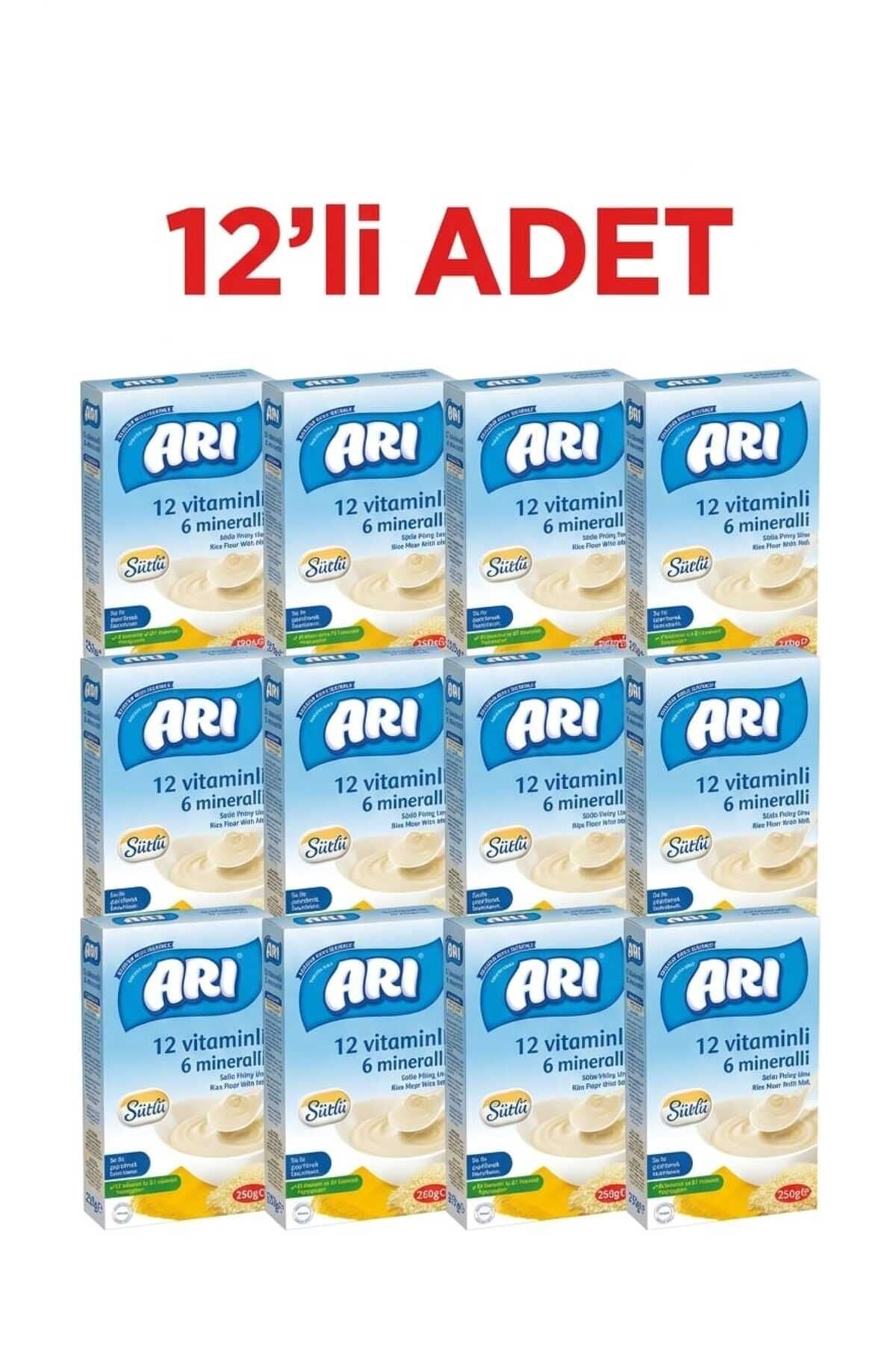 12 ADET PİRİNÇ UNU 250GR SÜTLÜ 12 VİTAMİNLİ 6 MİNERALLİ 12 ADET