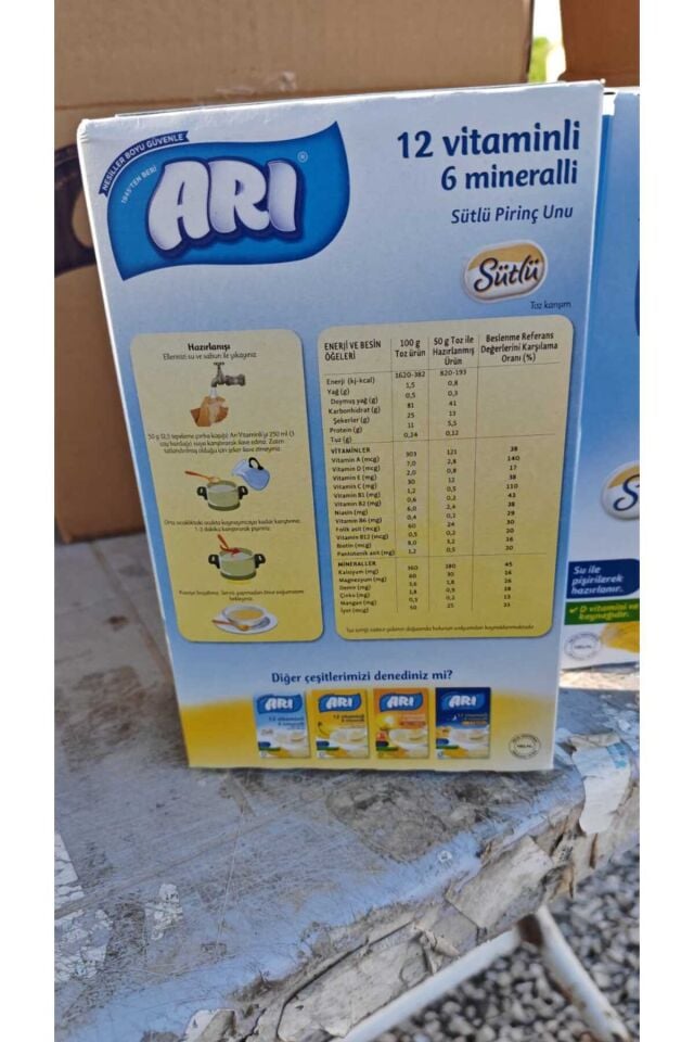 12 ADET PİRİNÇ UNU 250GR SÜTLÜ 12 VİTAMİNLİ 6 MİNERALLİ 12 ADET