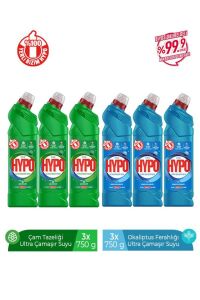 HYPO ULTRA ÇAMAŞIR SUYU 3 ÇAM VE 3 OKALİPTUS 750 GR X 6 ADET