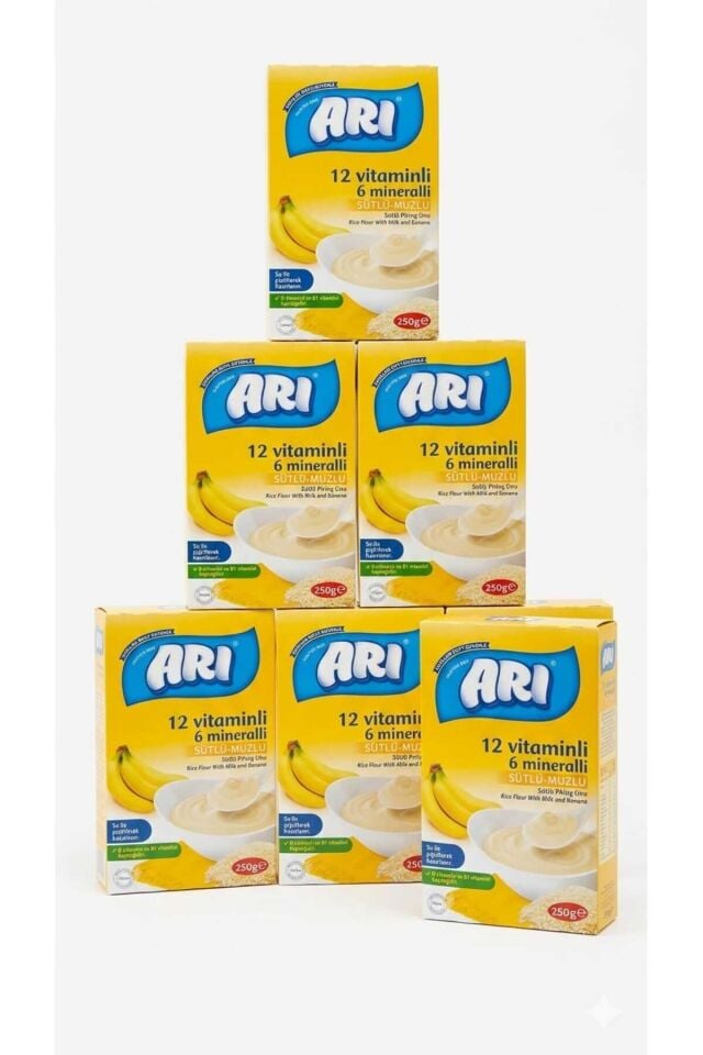 6LI SÜTLÜ MUZLU PİRİNÇ UNU 250GR 12 VİTAMİNLİ 6 MİNERALLİ 6LI SET