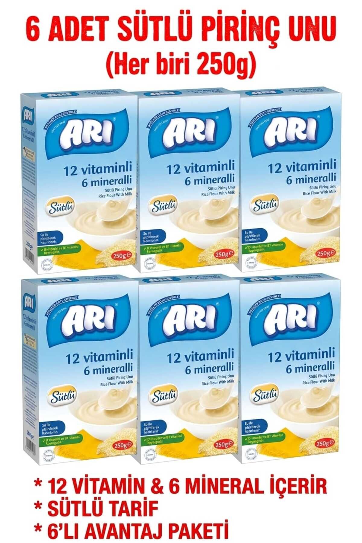 6LI PİRİNÇ UNU 250GR SÜTLÜ 12 VİTAMİNLİ 6 MİNERALLİ 6 ADET