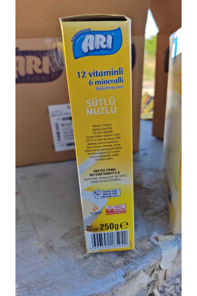 12 Lİ SÜTLÜ MUZLU PİRİNÇ UNU 250GR 12 VİTAMİNLİ 6 MİNERALLİ 12 ADET PİRİNÇ UNU