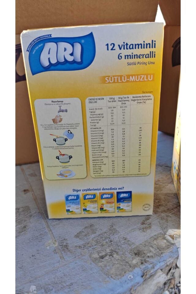 12 Lİ SÜTLÜ MUZLU PİRİNÇ UNU 250GR 12 VİTAMİNLİ 6 MİNERALLİ 12 ADET PİRİNÇ UNU